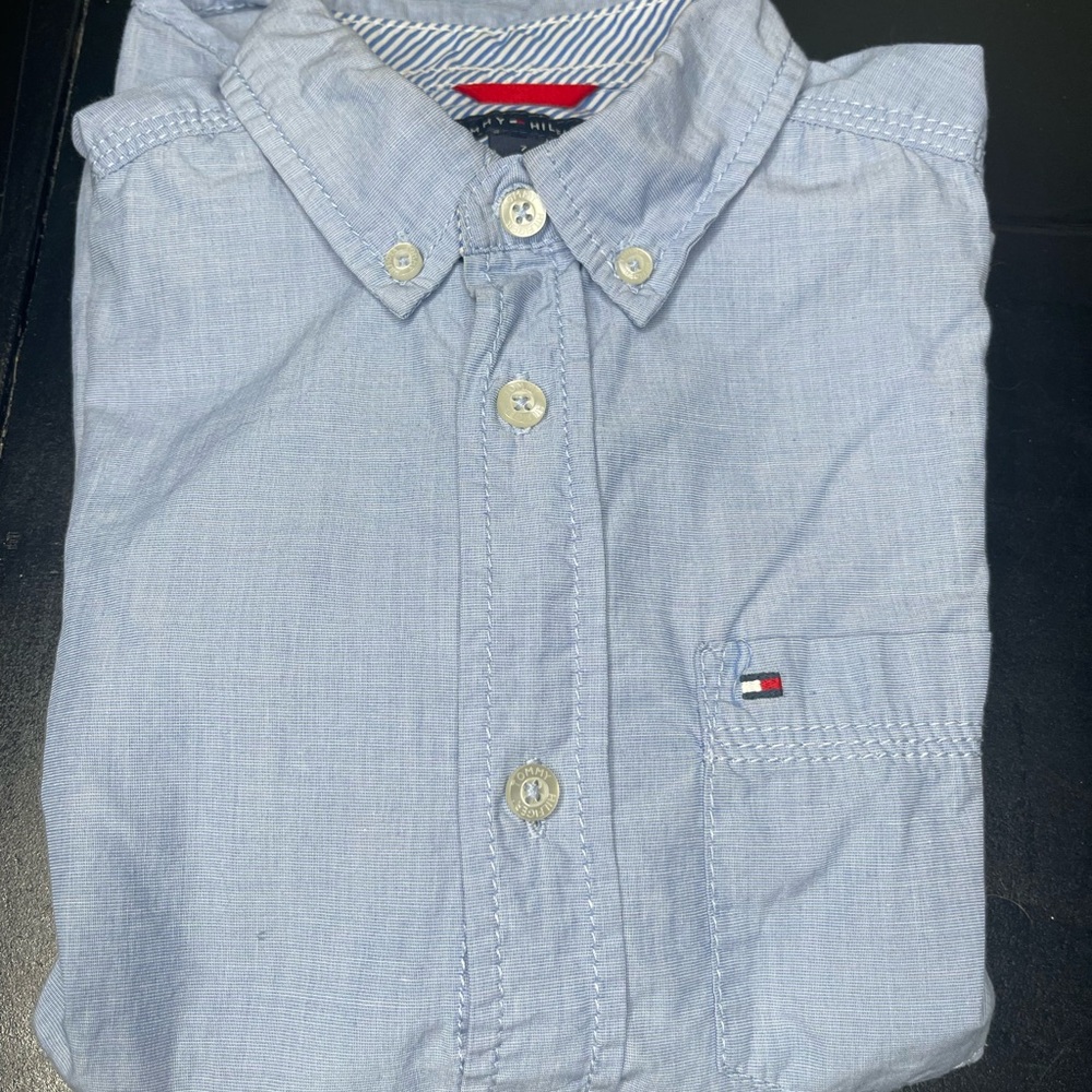 Tommy Hilfiger boys 7 Light Blue Shirt 100% cotton